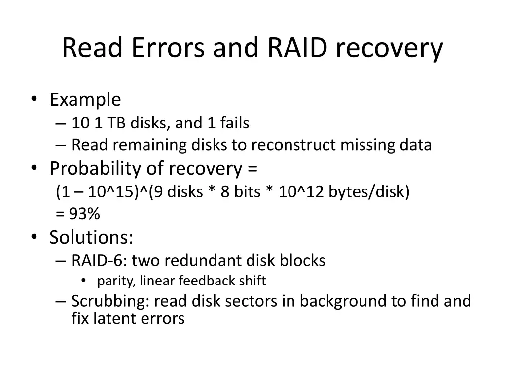 read errors and raid recovery