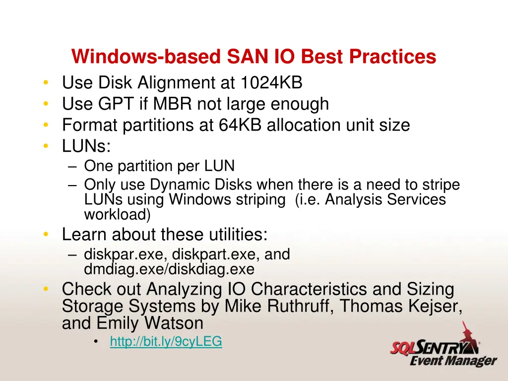 windows based san io best practices use disk