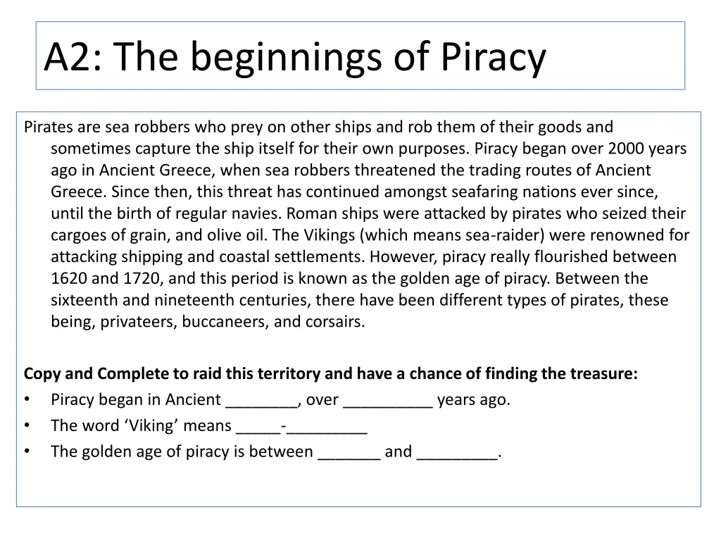 a2 the beginnings of piracy