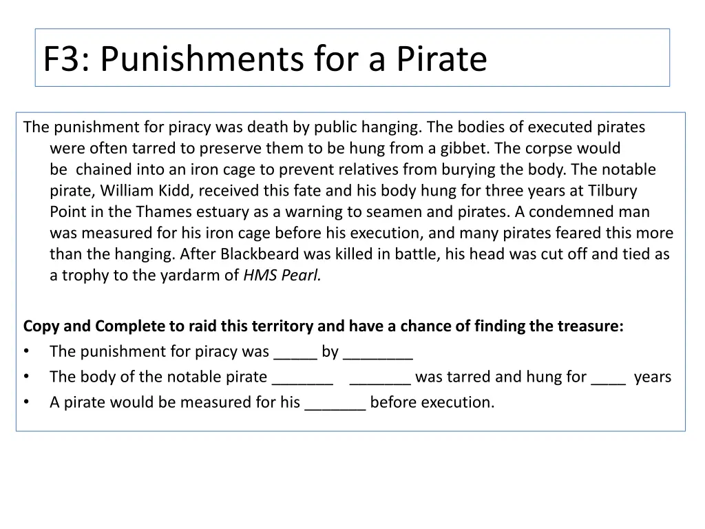 f3 punishments for a pirate