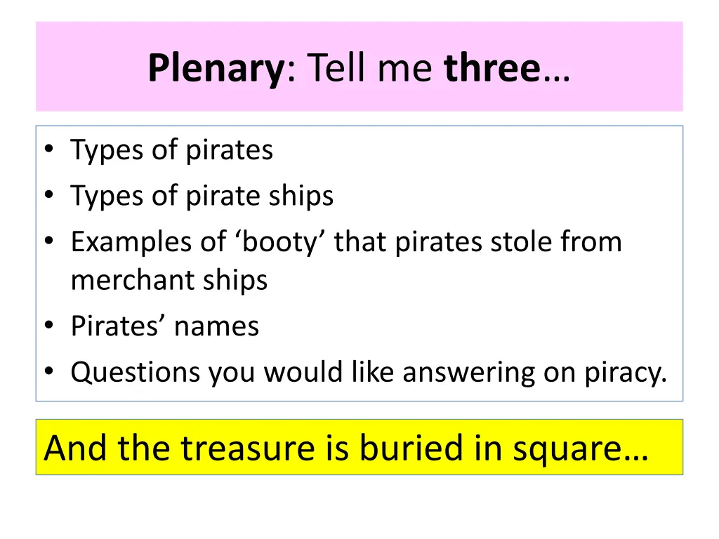 plenary tell me three