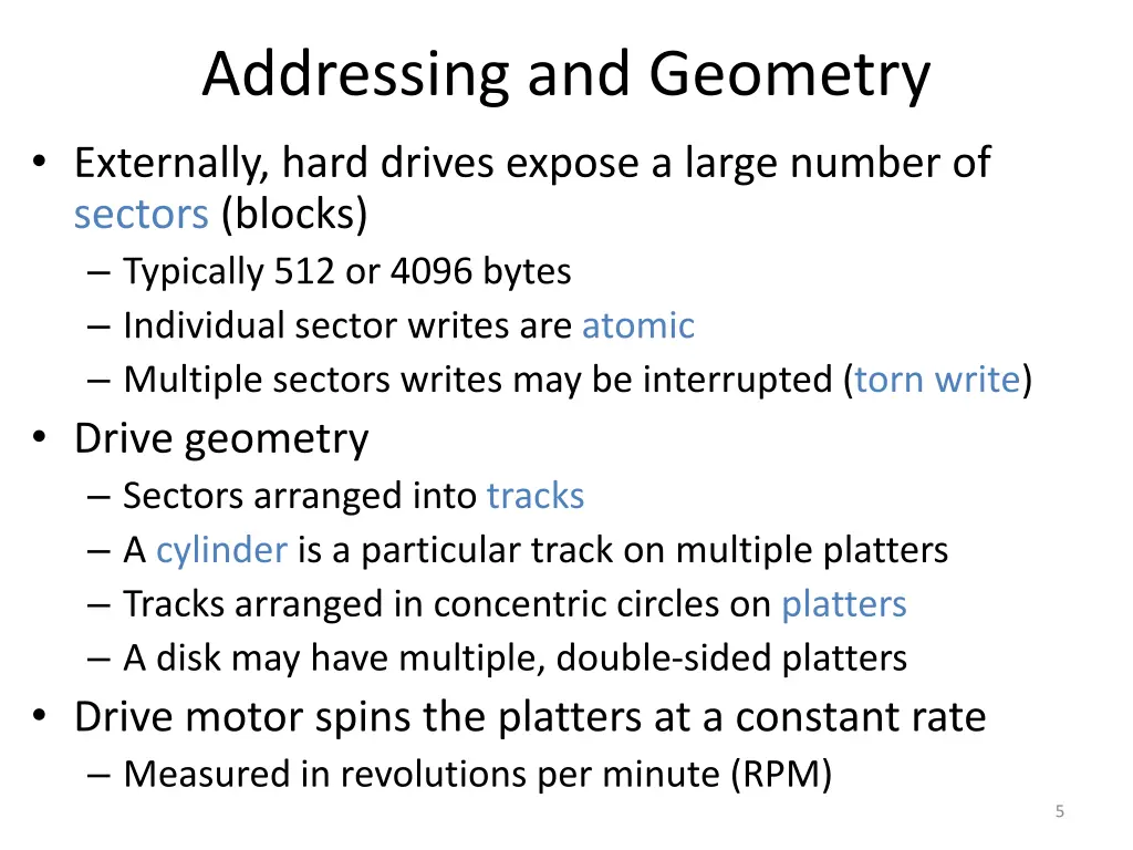 addressing and geometry externally hard drives