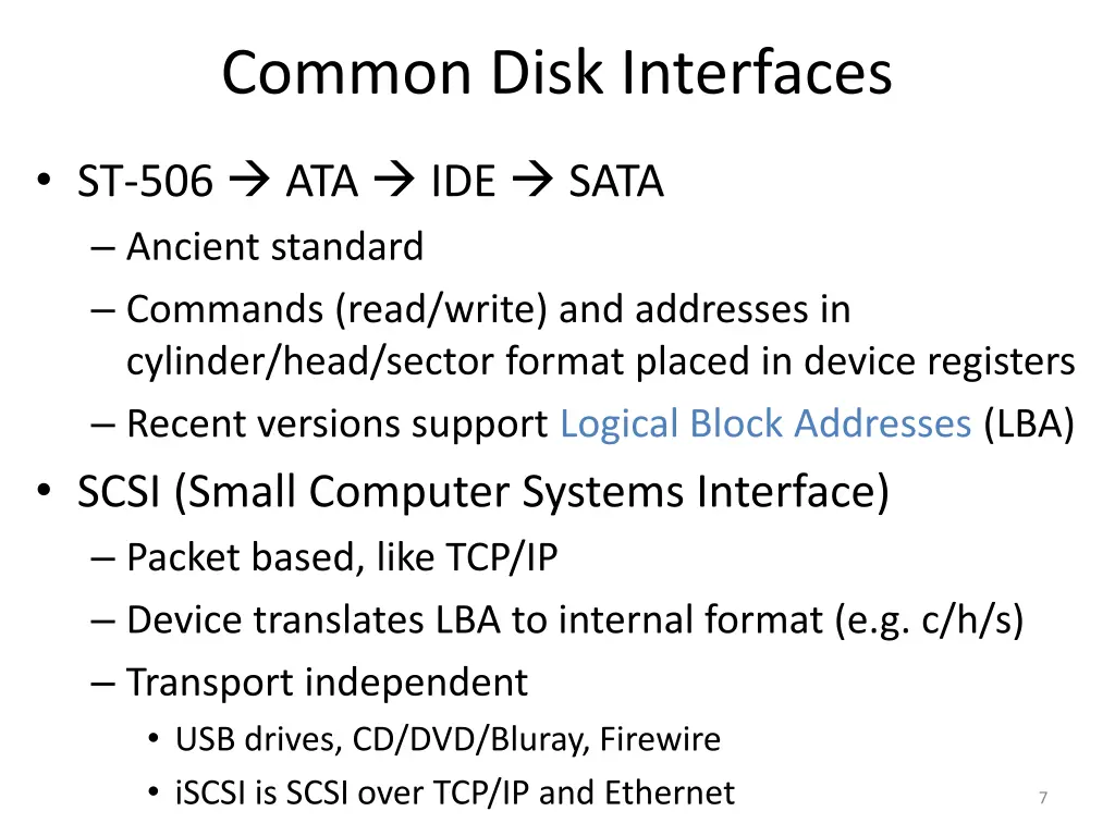 common disk interfaces