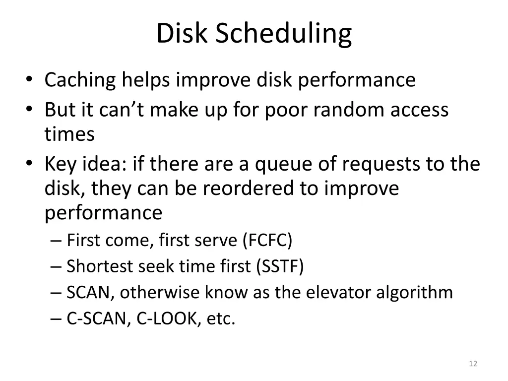 disk scheduling