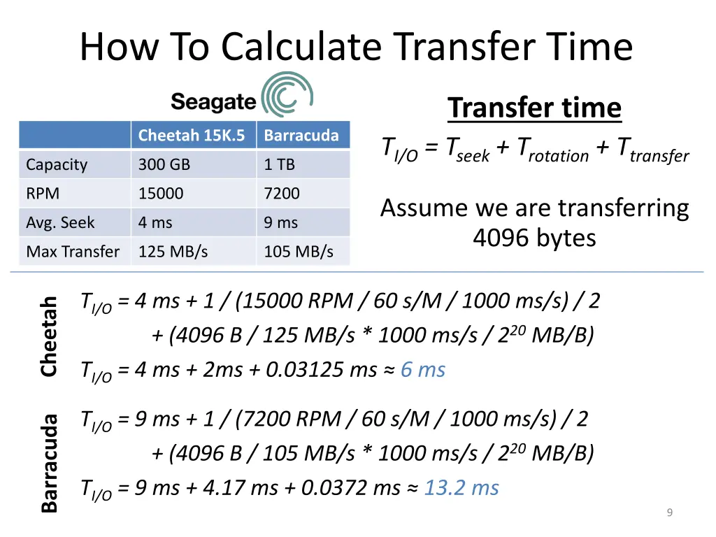 how to calculate transfer time