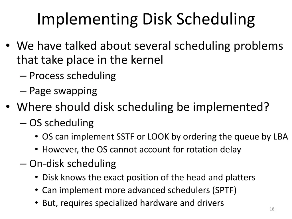 implementing disk scheduling