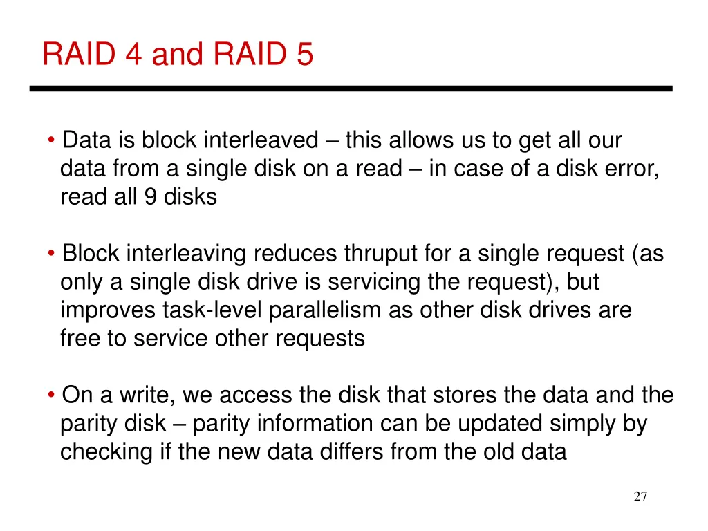 raid 4 and raid 5