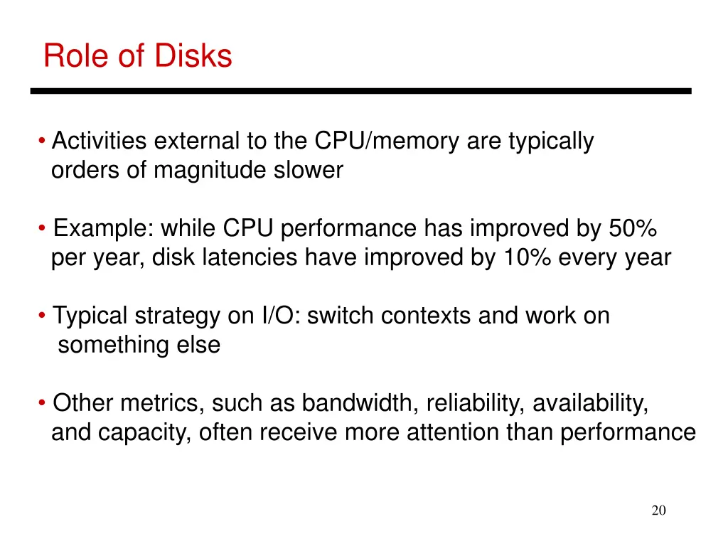 role of disks