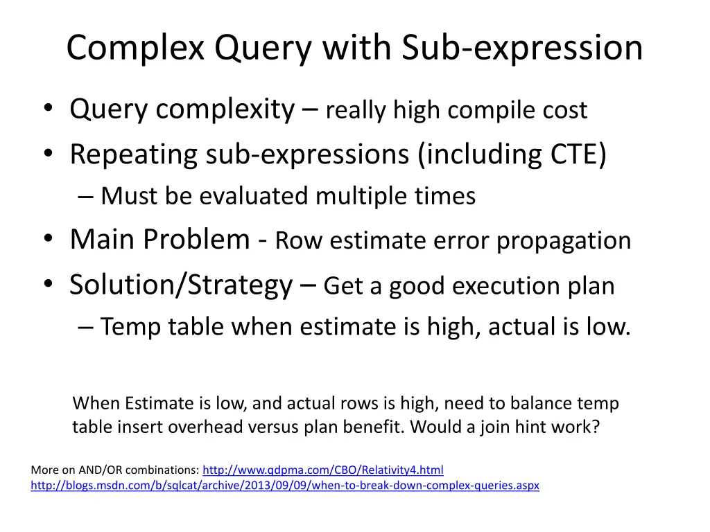 complex query with sub expression