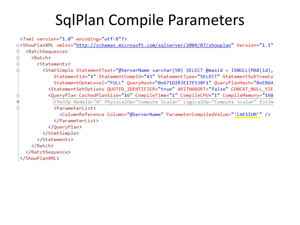 sqlplan compile parameters