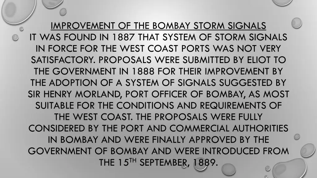 improvement of the bombay storm signals