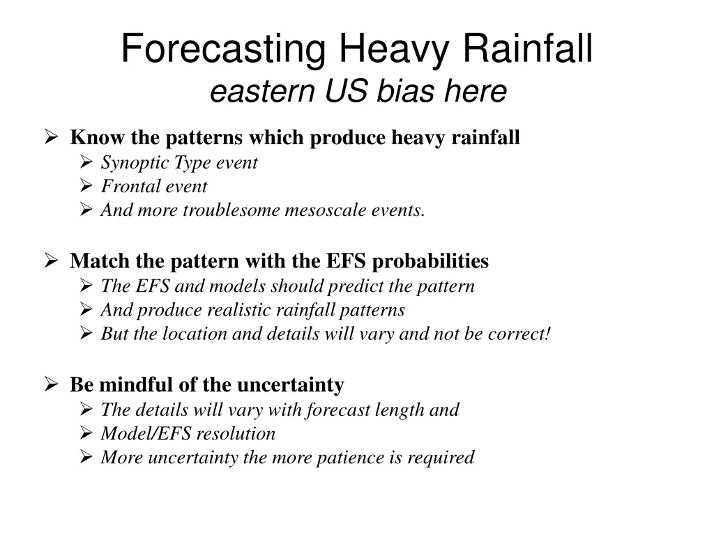 forecasting heavy rainfall eastern us bias here