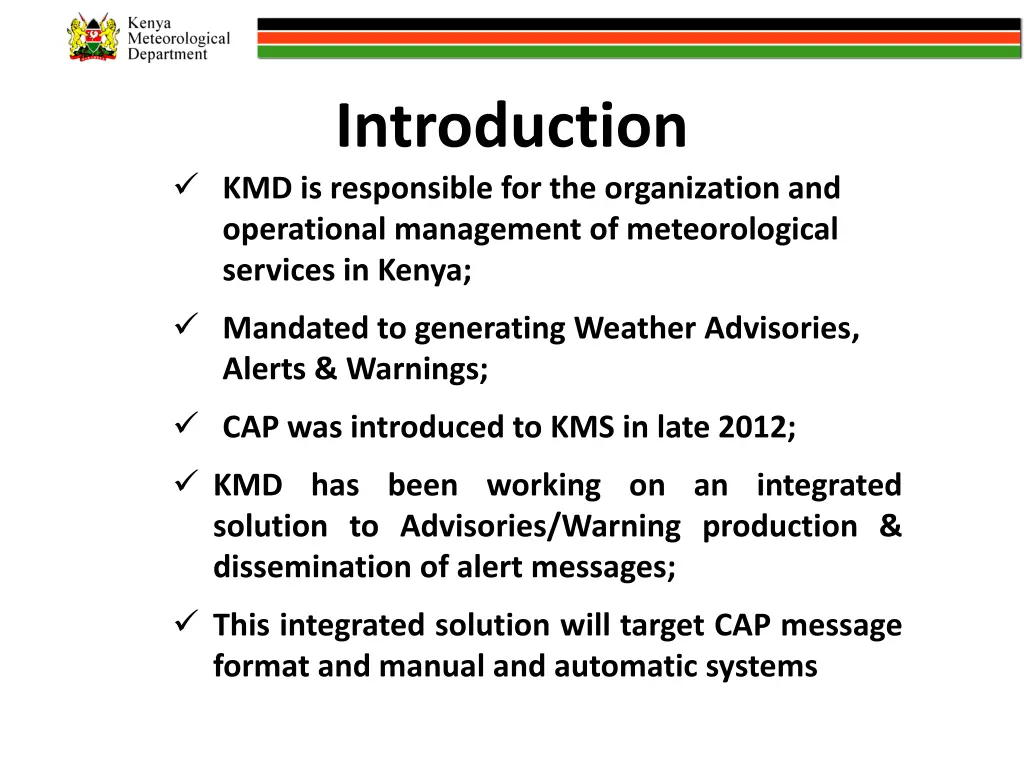 introduction kmd is responsible