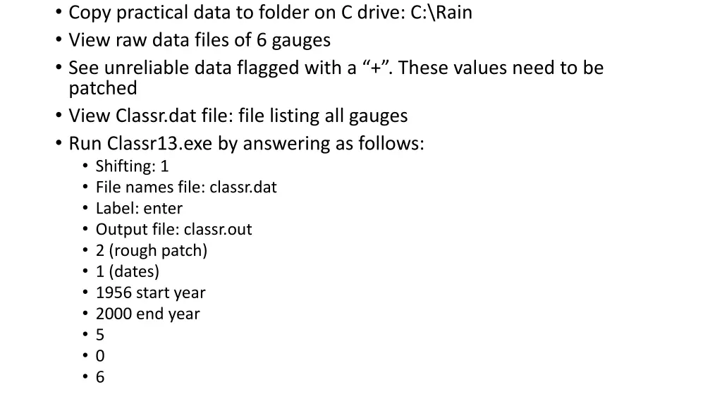 copy practical data to folder on c drive c rain