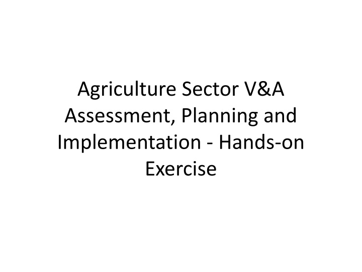 agriculture sector v a assessment planning