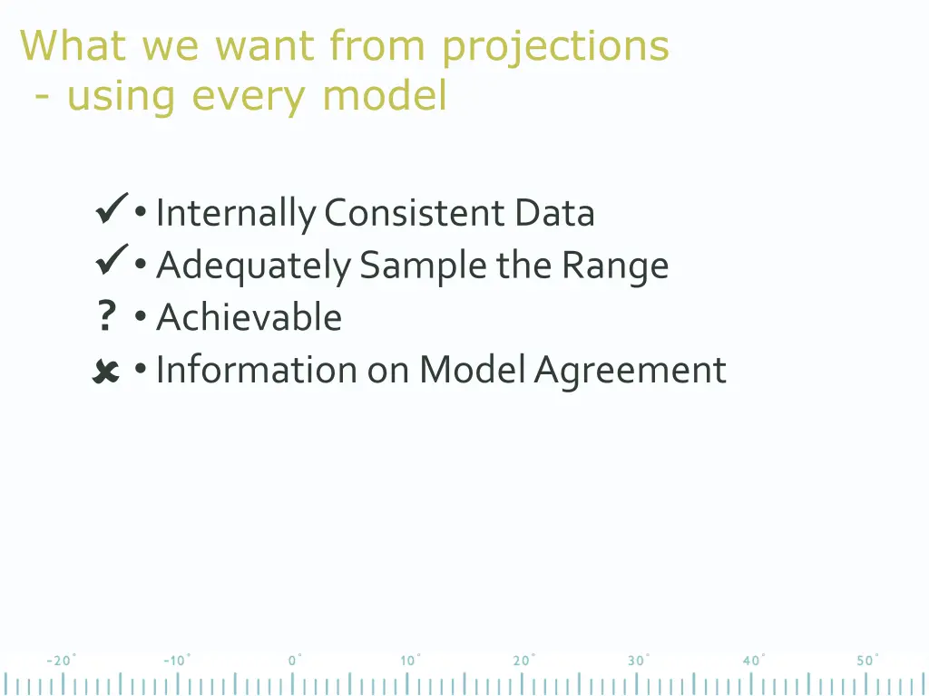 what we want from projections using every model