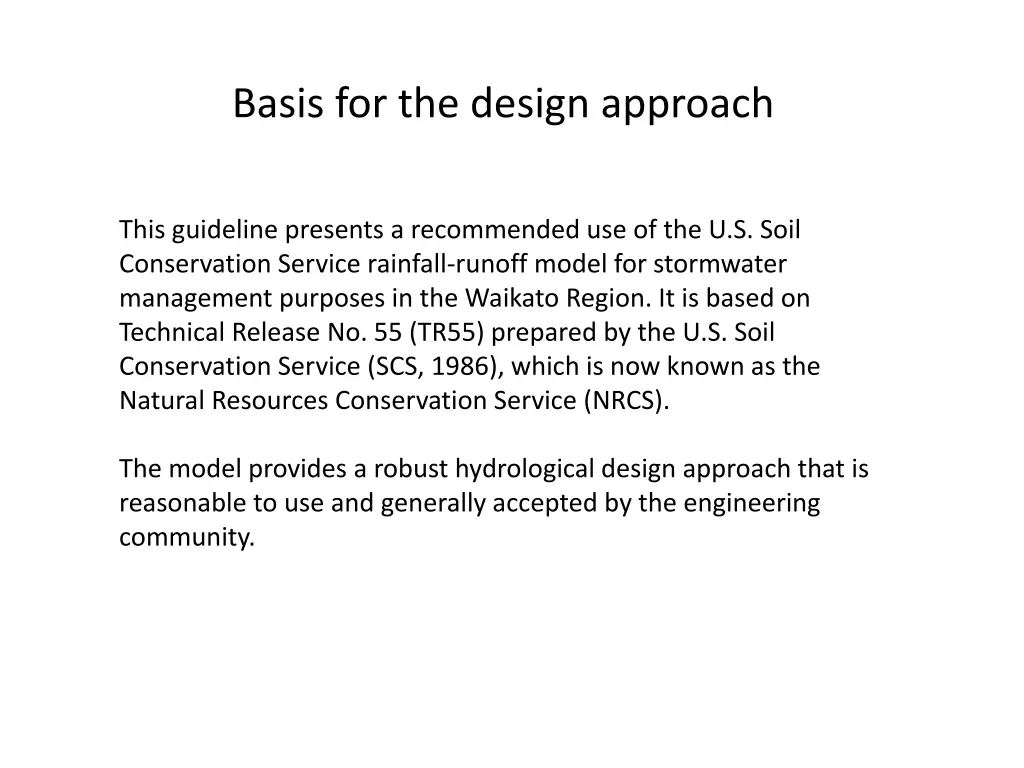 basis for the design approach