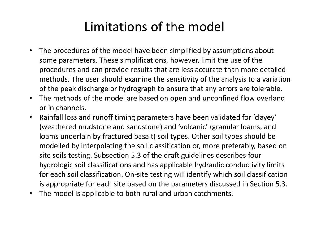 limitations of the model