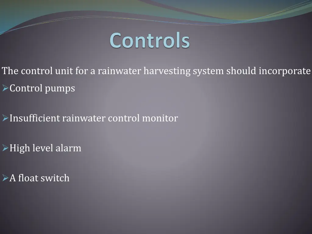 the control unit for a rainwater harvesting