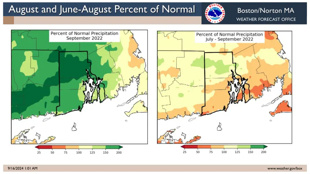 august and june august percent of normal