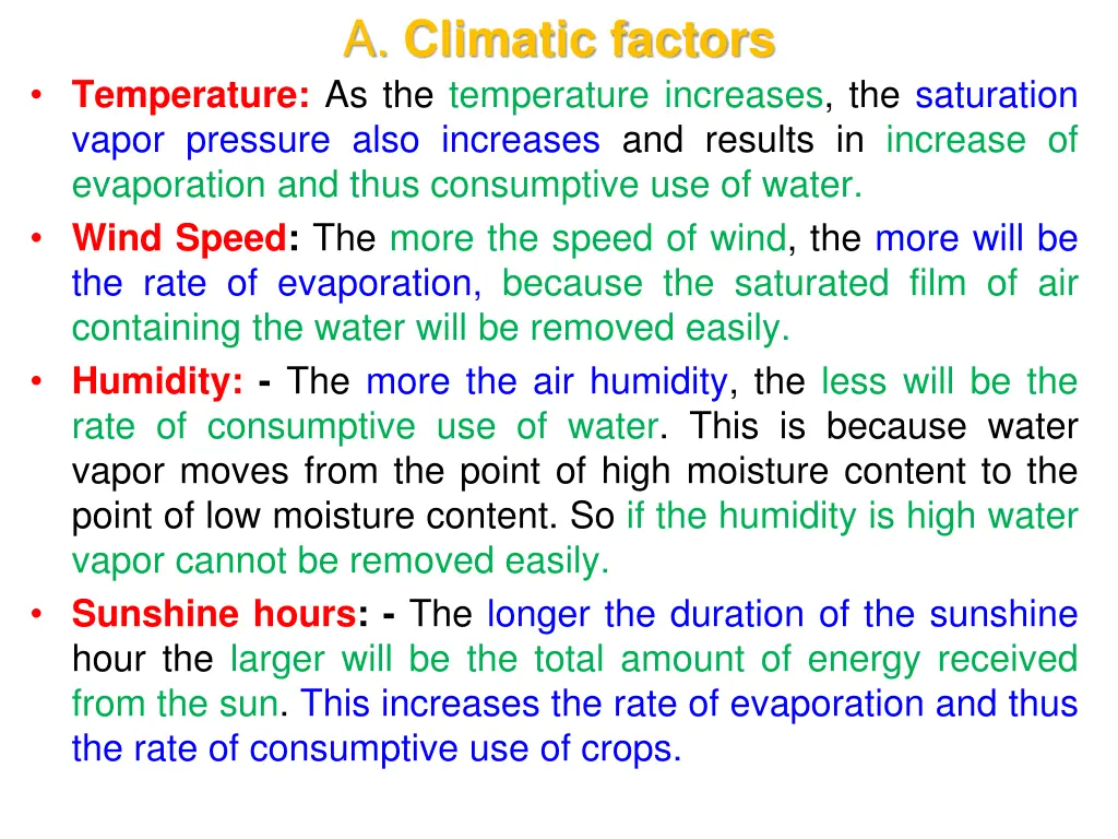 a climatic factors