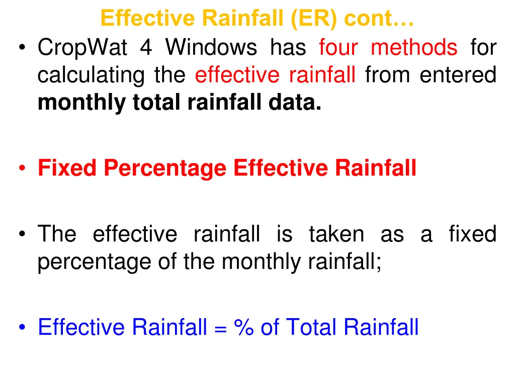 effective rainfall er cont cropwat 4 windows