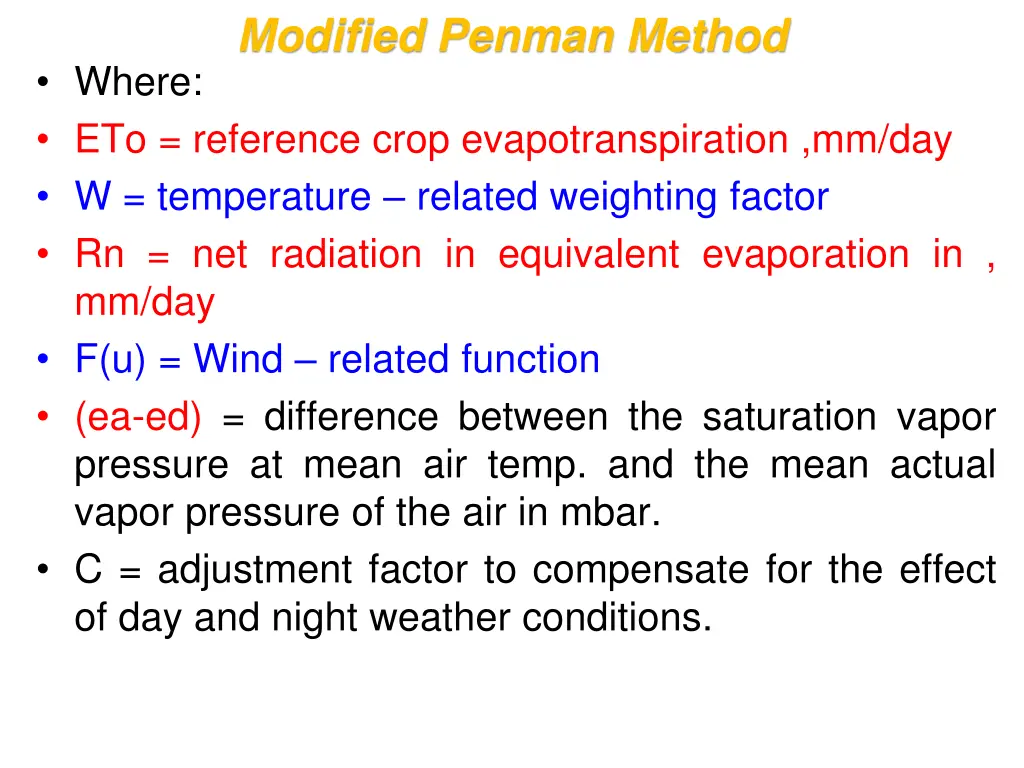 modified penman method