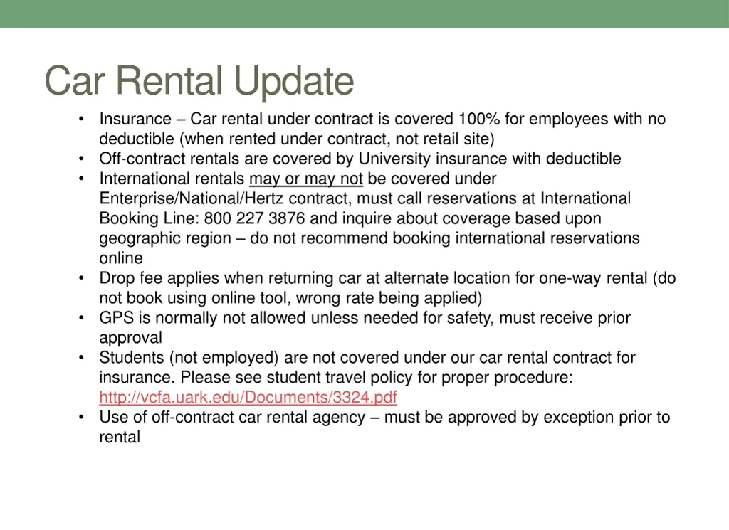 car rental update insurance car rental under