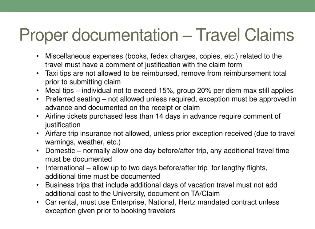 proper documentation travel claims 1