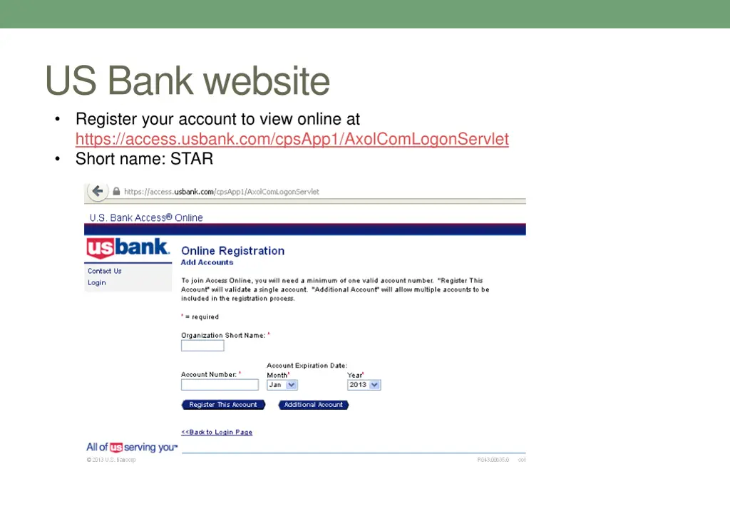 us bank website register your account to view