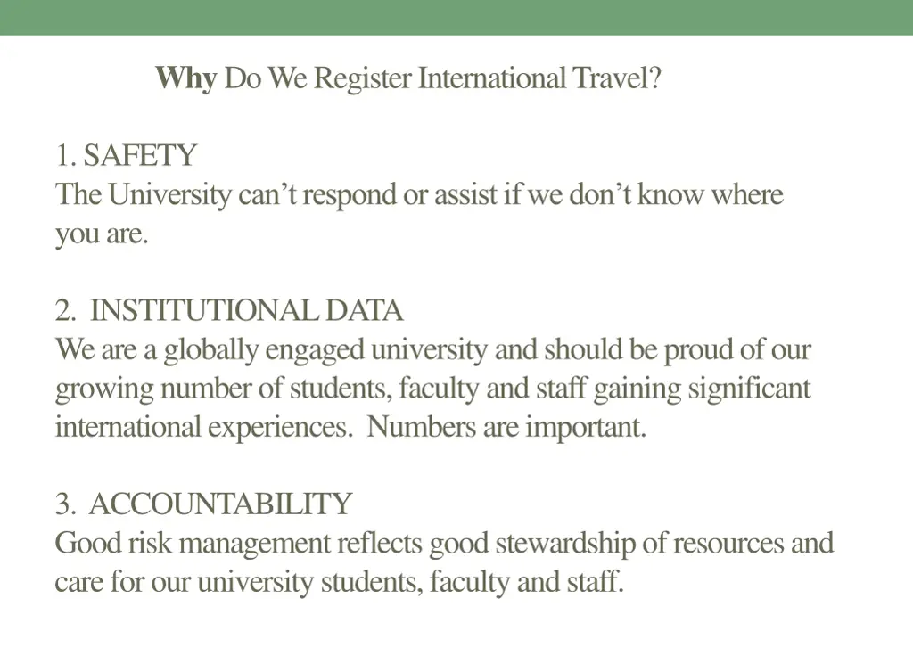 why do we register international travel