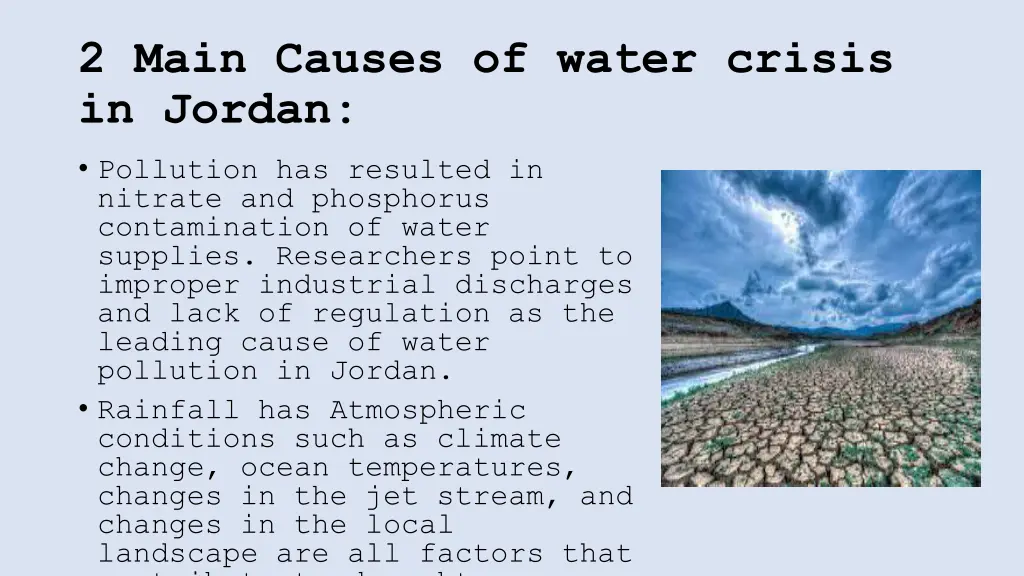 2 main causes of water crisis in jordan pollution