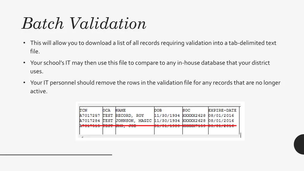 batch validation 1