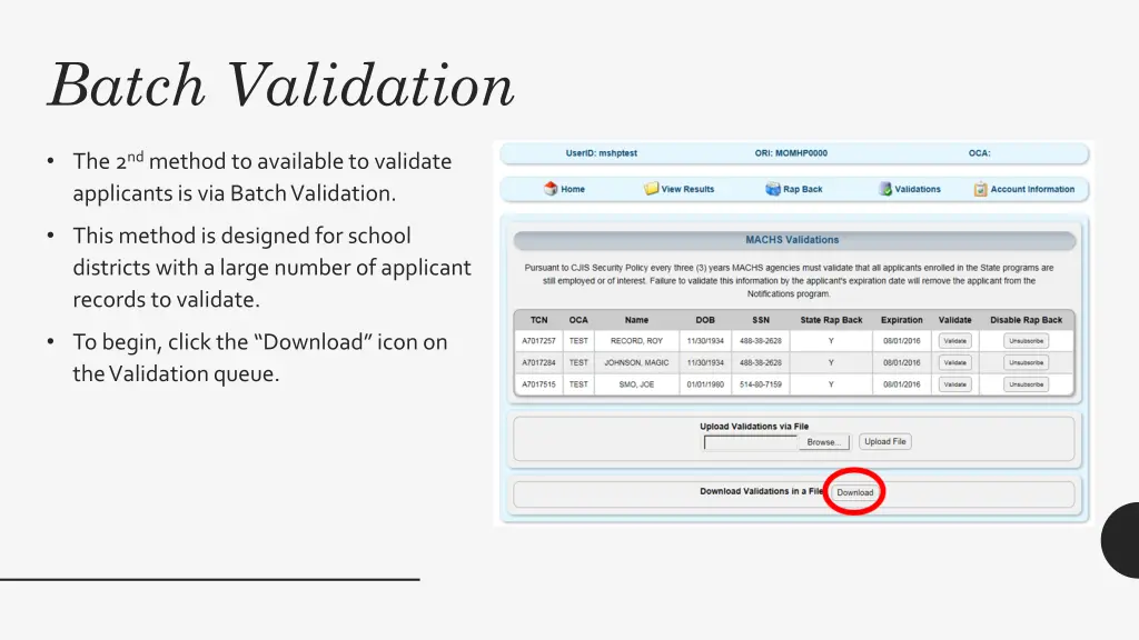 batch validation