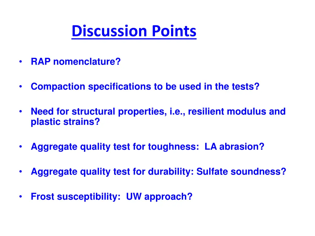 discussion points