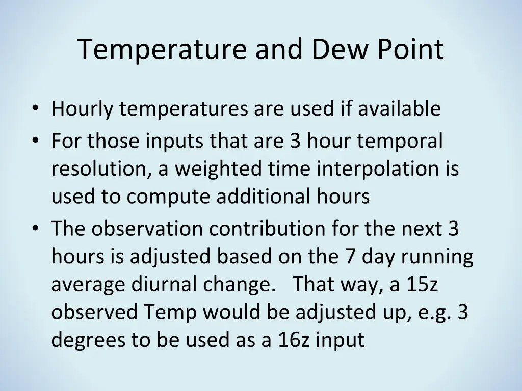 temperature and dew point