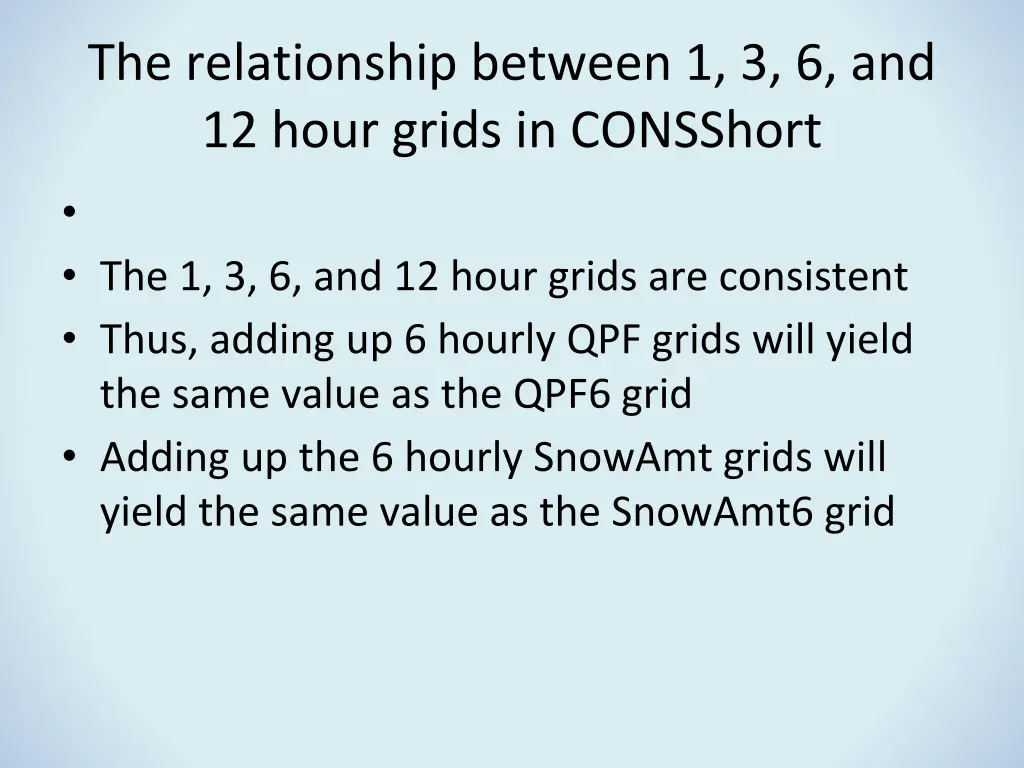 the relationship between 1 3 6 and 12 hour grids