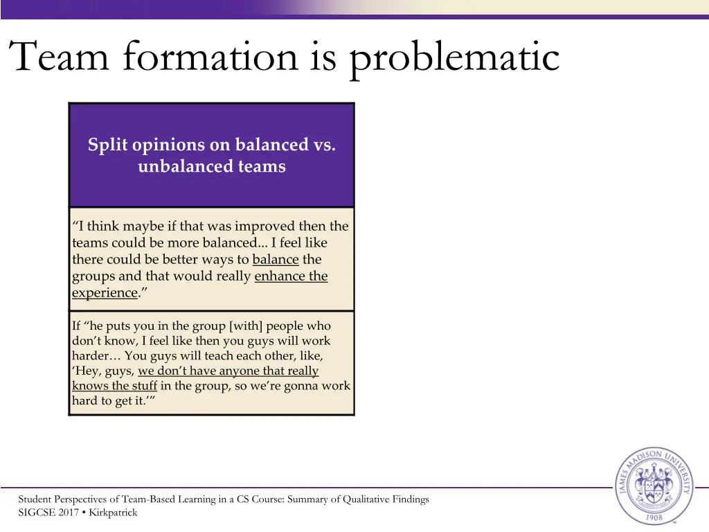 team formation is problematic