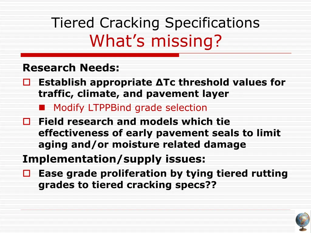 tiered cracking specifications what s missing