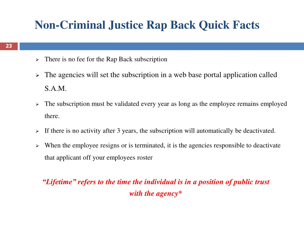 non criminal justice rap back quick facts