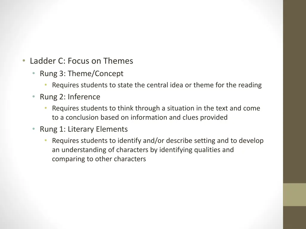 ladder c focus on themes rung 3 theme concept