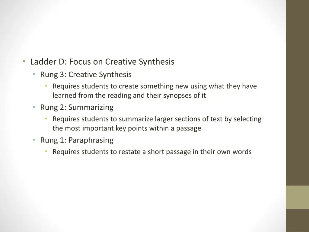 ladder d focus on creative synthesis rung