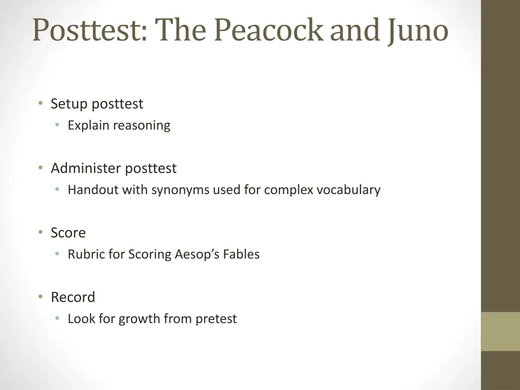 posttest the peacock and juno