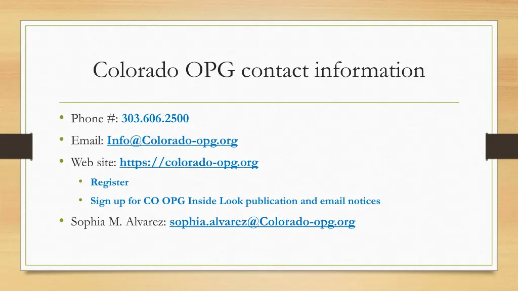 colorado opg contact information