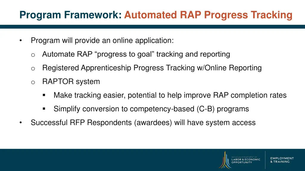 program framework automated rap progress tracking