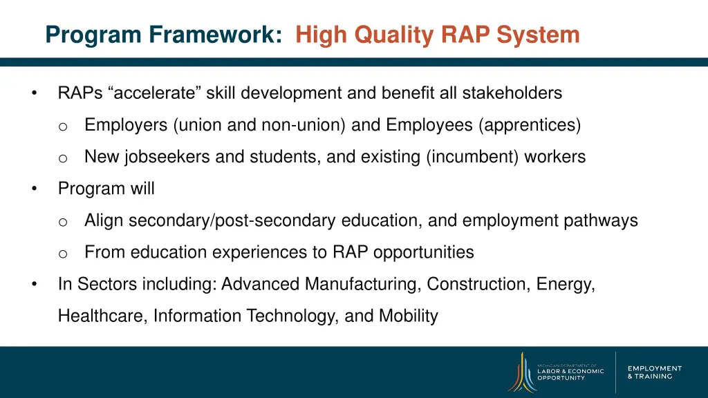 program framework high quality rap system