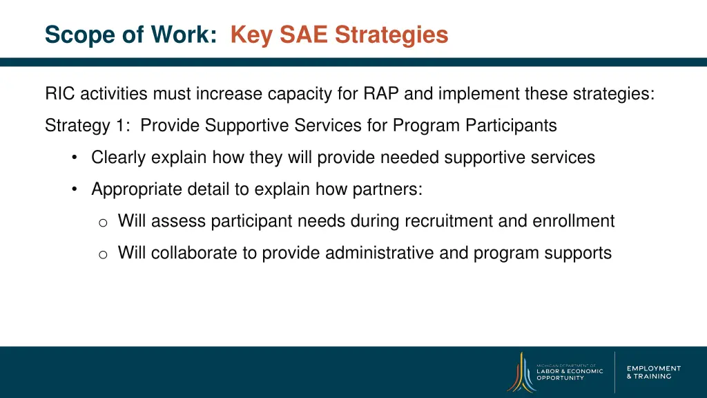 scope of work key sae strategies