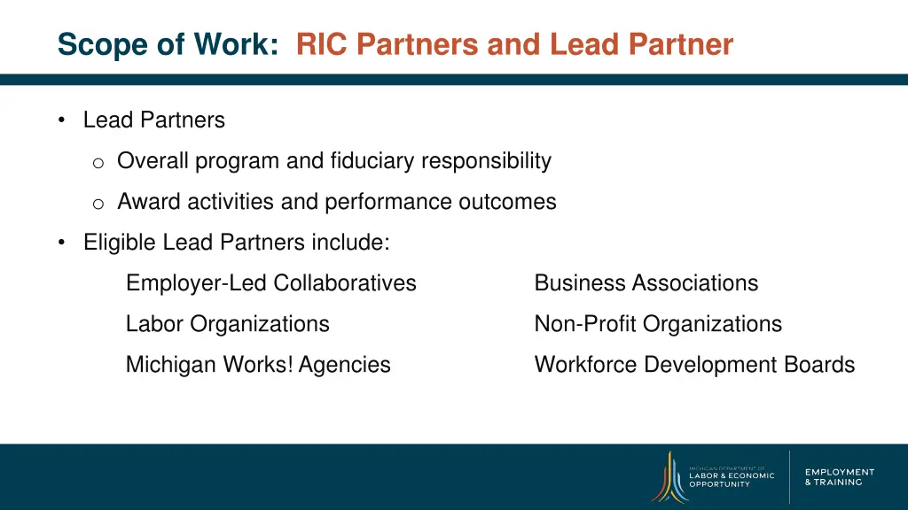 scope of work ric partners and lead partner 1