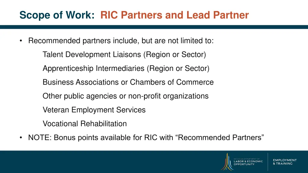 scope of work ric partners and lead partner 3