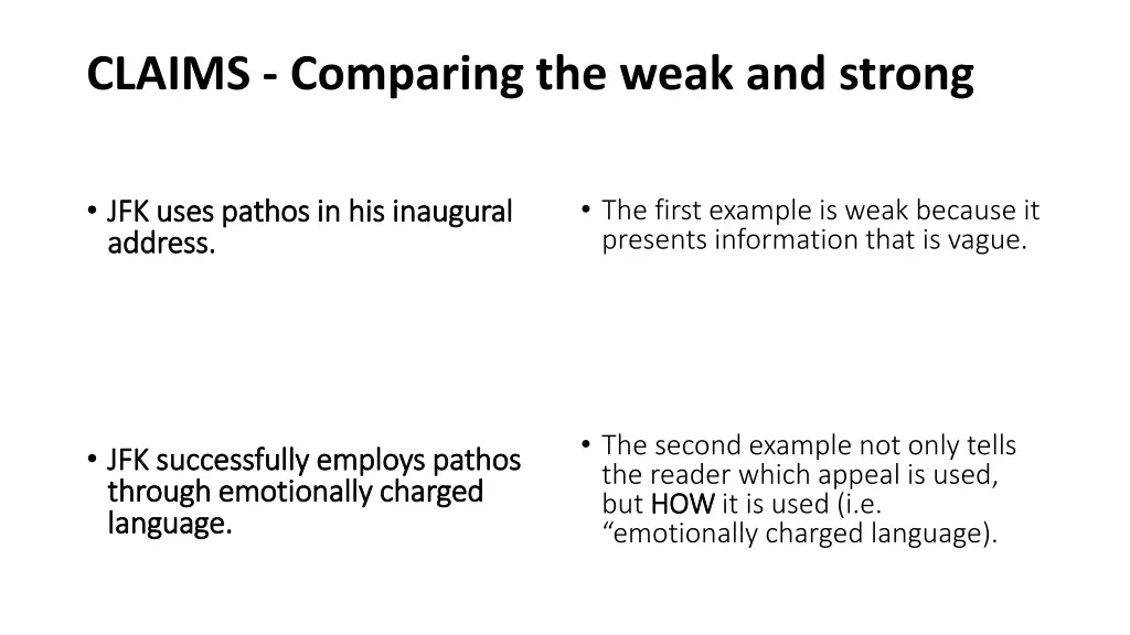 claims comparing the weak and strong